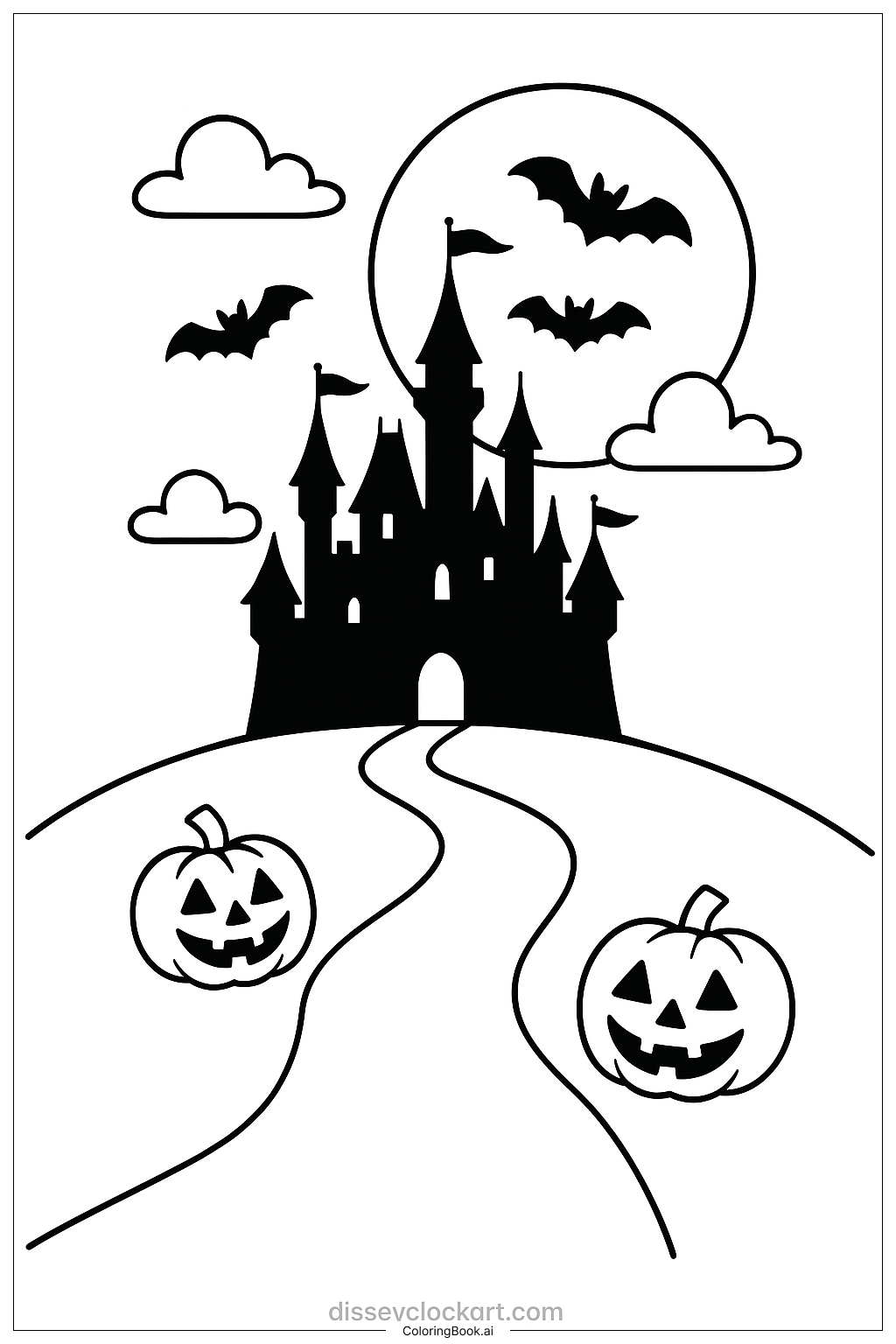迪士尼万圣节月光城堡填色页