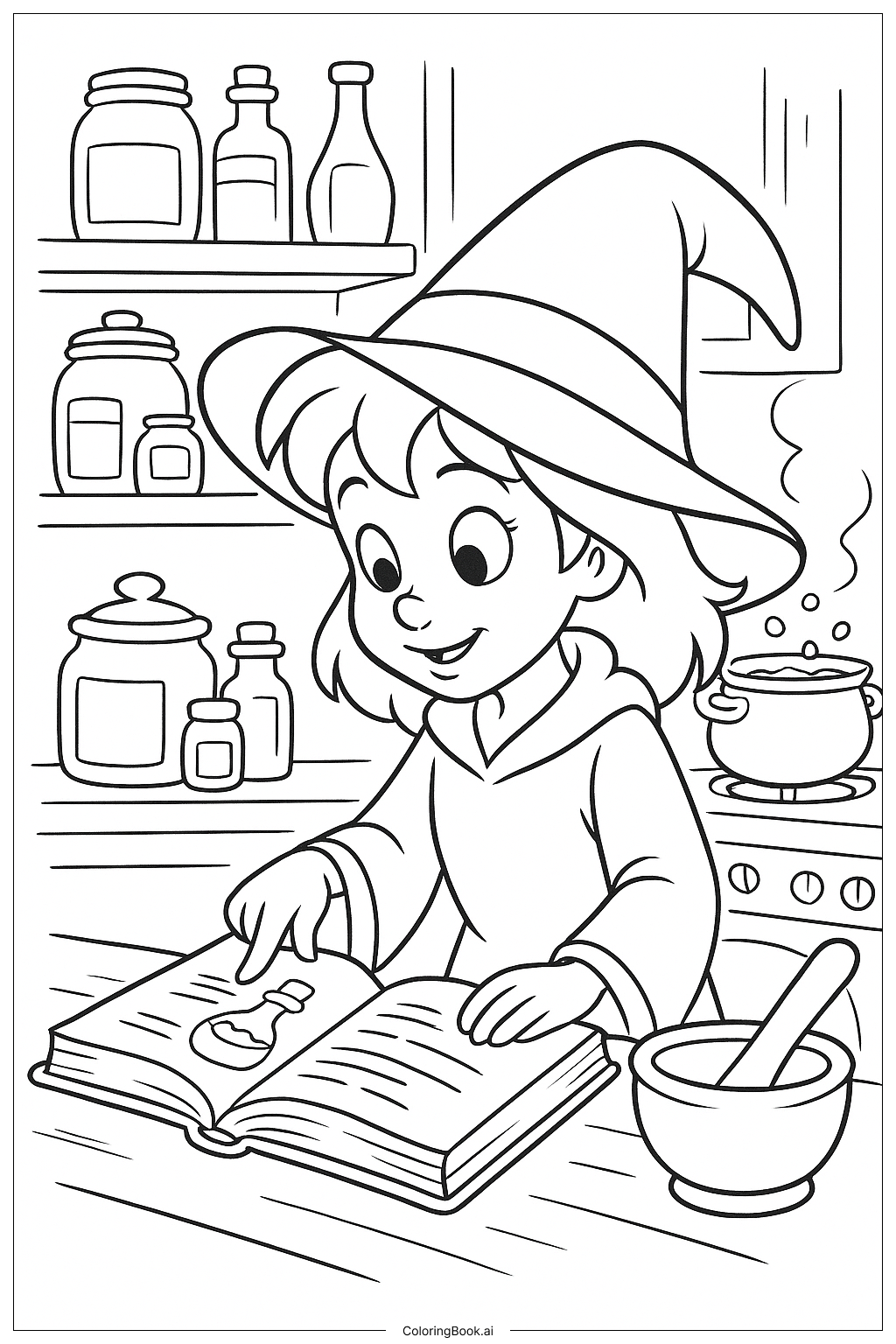 迪士尼万圣节魔法厨房填色页