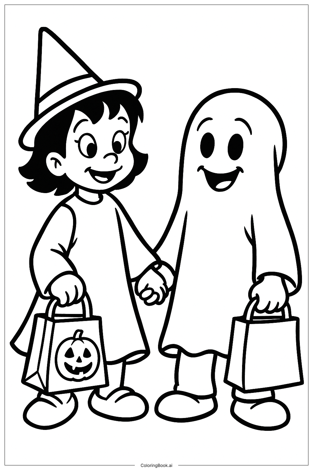 迪士尼万圣节不给糖就捣蛋儿童填色页