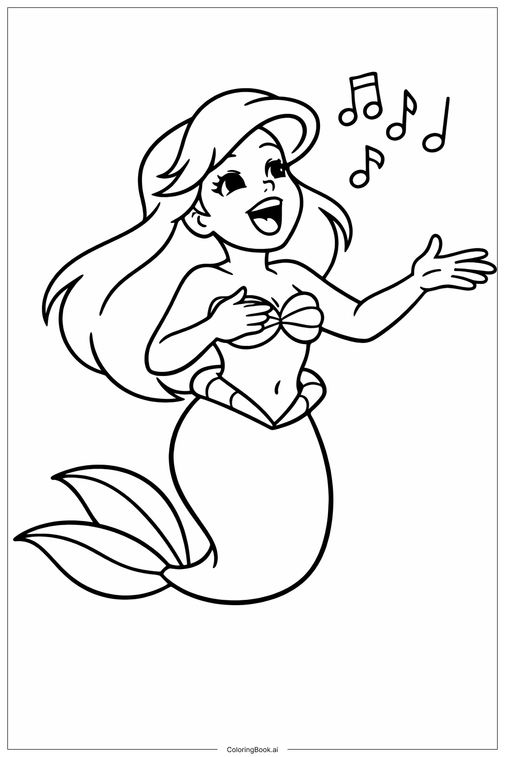  디즈니 공주 아리엘 색칠공부 페이지 