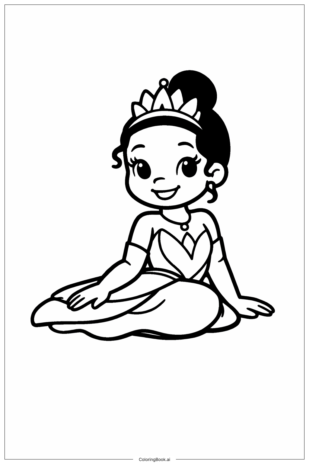  Page de coloriage Princesse Disney Tiana Assise 