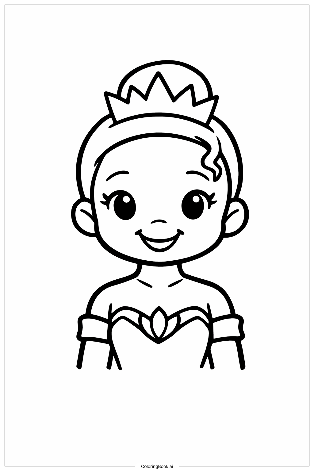  Page de coloriage Princesse Disney Tiana avec couronne 