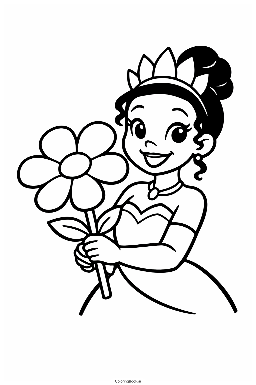 Princesse Disney Tiana avec une Fleur