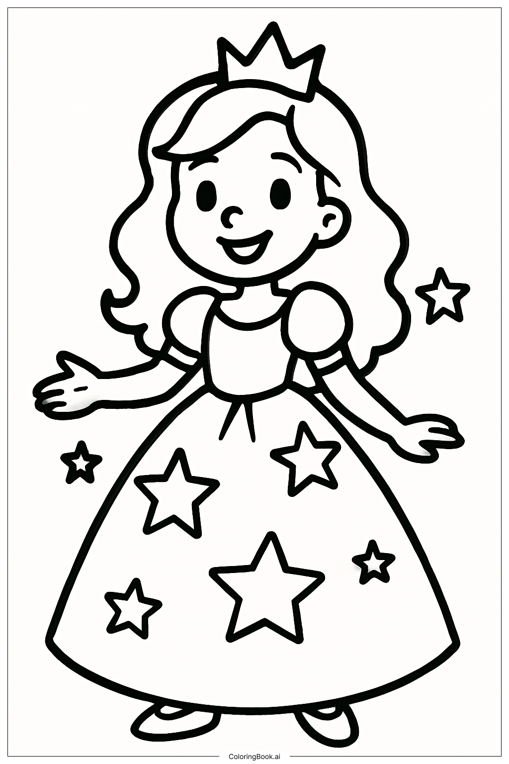  Trang tô màu Công chúa Disney với Những Ngôi Sao 
