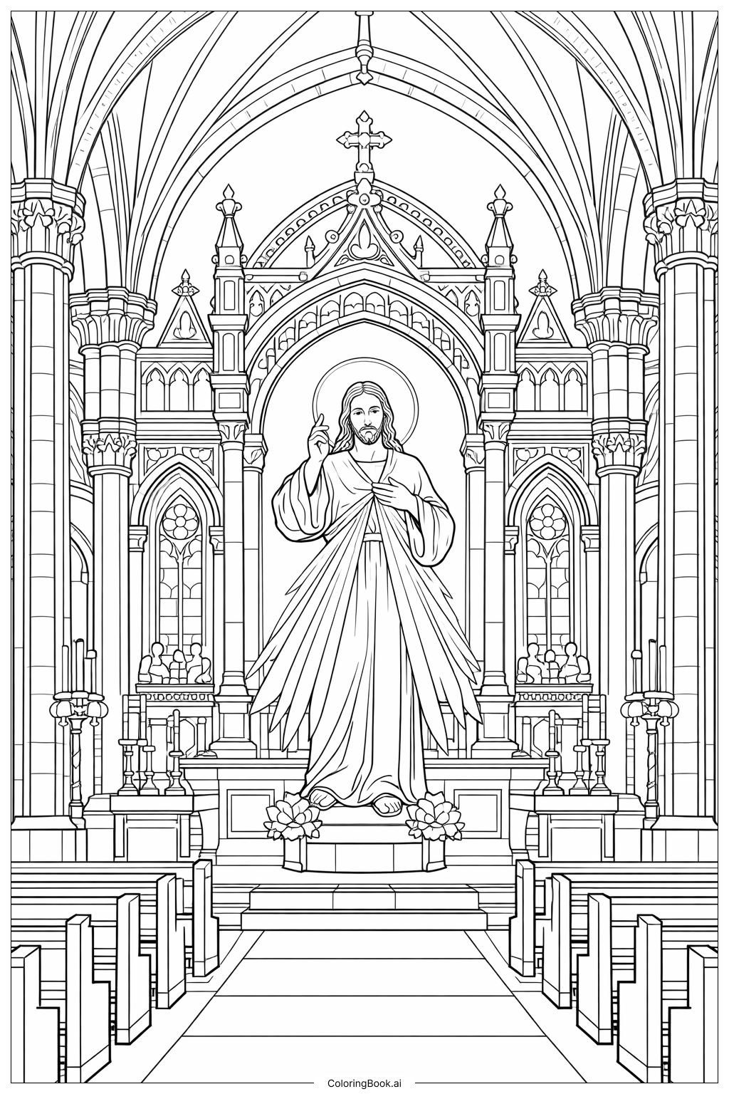  神圣慈悲大教堂内部填色页 