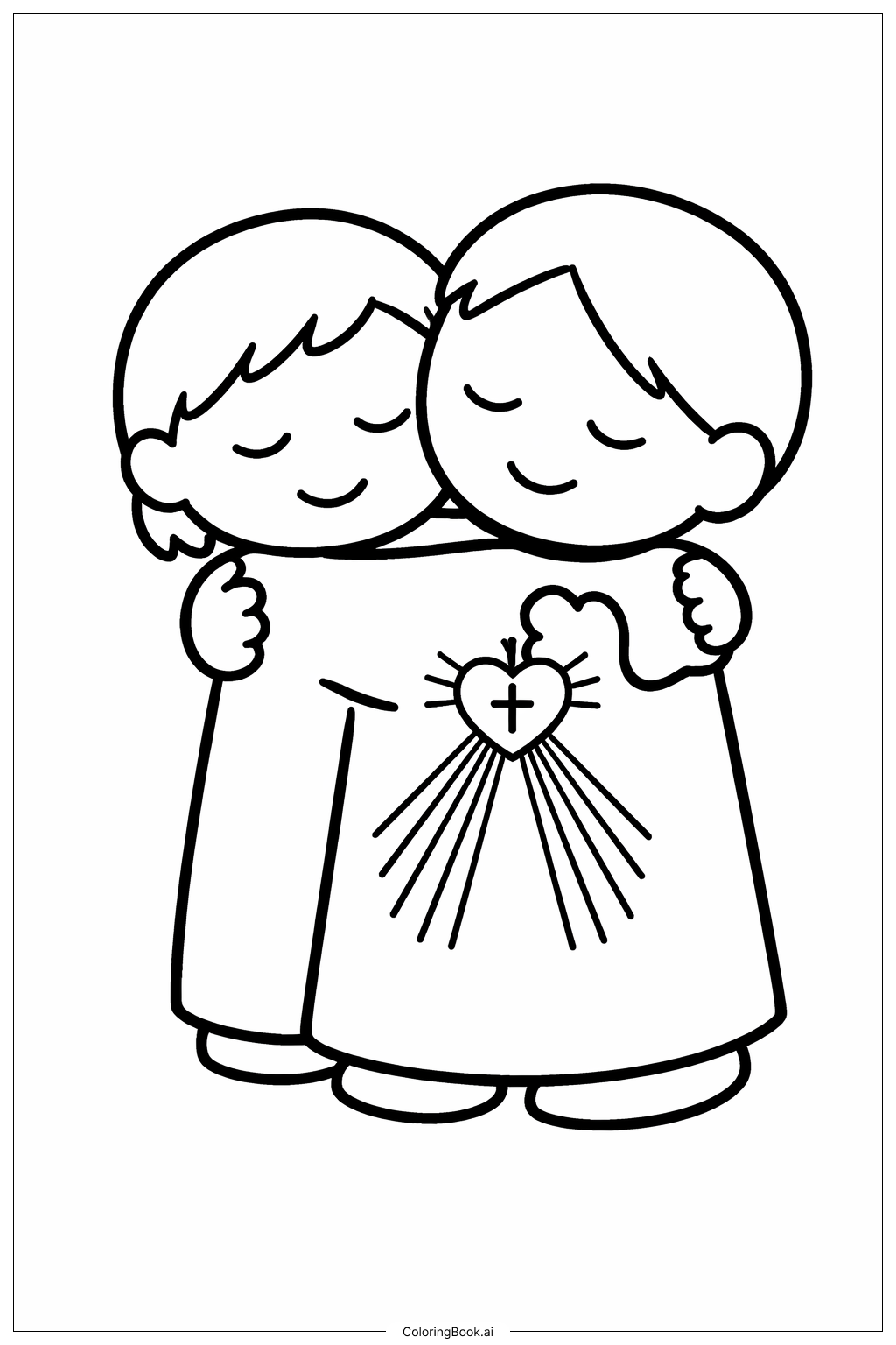  Page de coloriage Étreinte de la Miséricorde Divine 