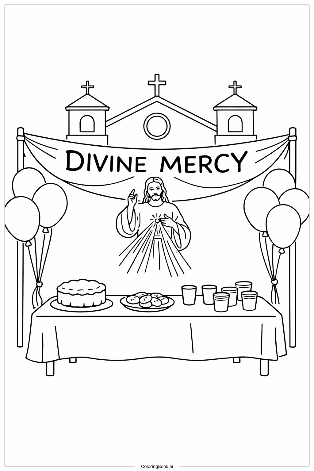  Página para colorear de Fiesta de la Divina Misericordia 