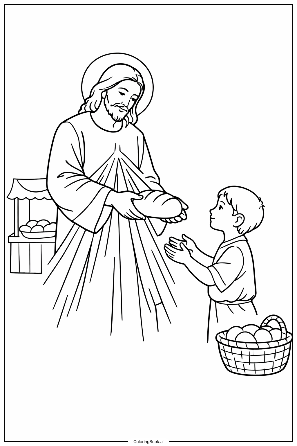  Page de coloriage Miséricorde Divine Nourrissant les Pauvres 