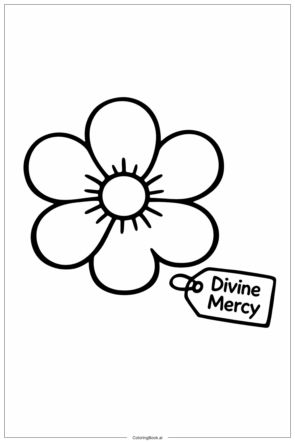  Página para colorear de Flor de la Divina Misericordia 