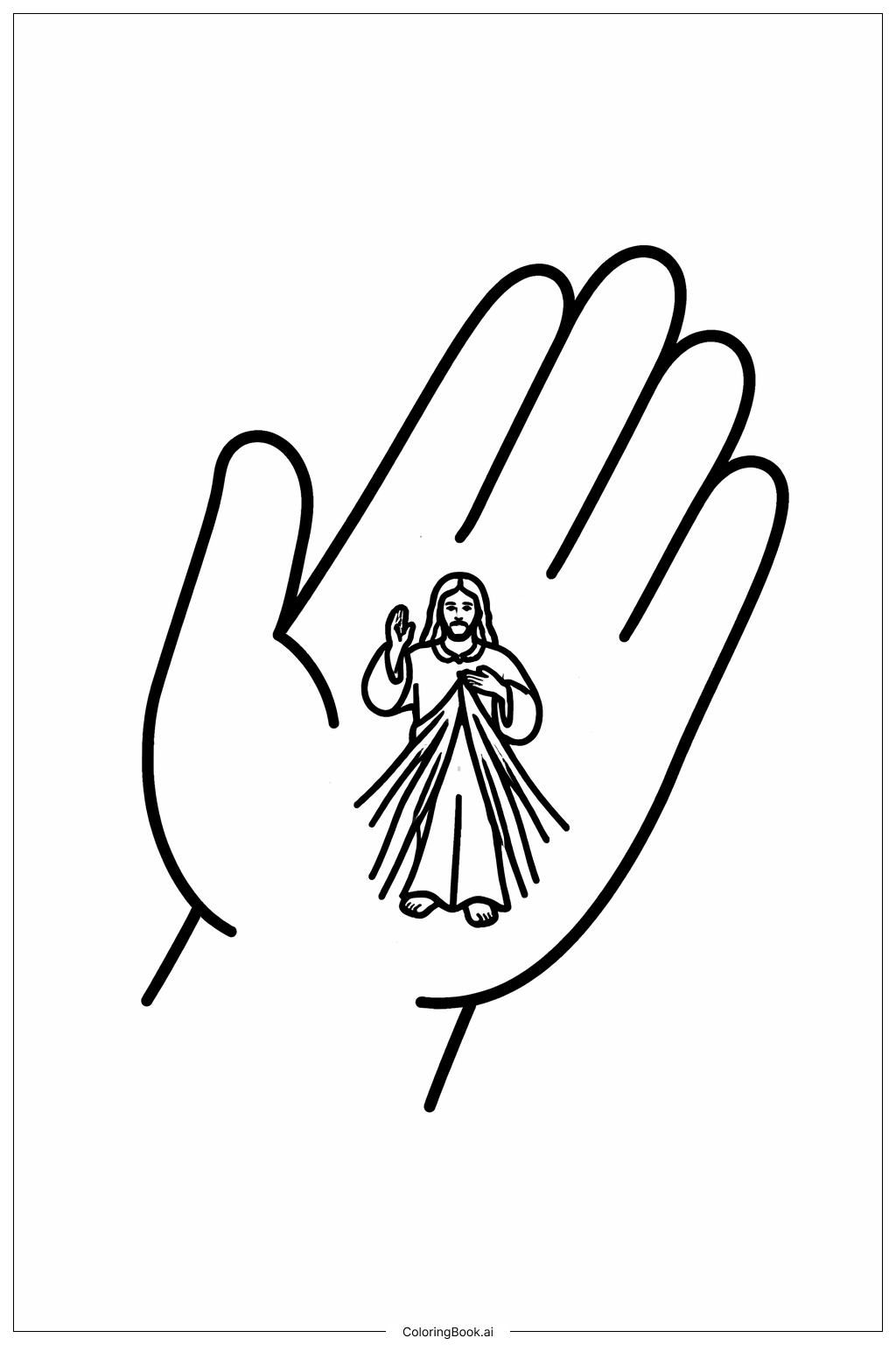  Page de coloriage Main de la Divine Miséricorde 