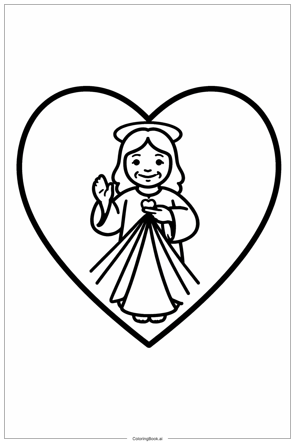  Page de coloriage Cœur de la Divine Miséricorde 