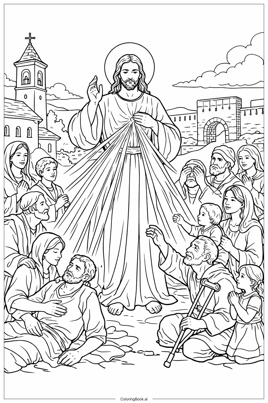  神圣慈悲奇迹时刻填色页 