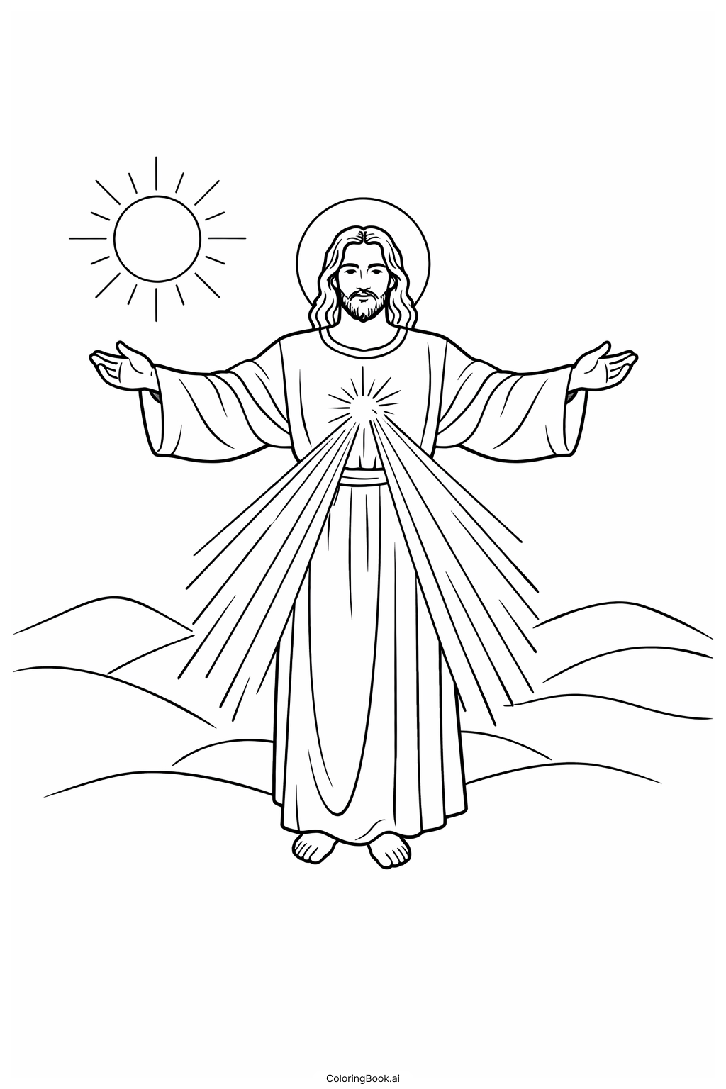  Página para colorear de Divina Misericordia Brazos Abiertos 