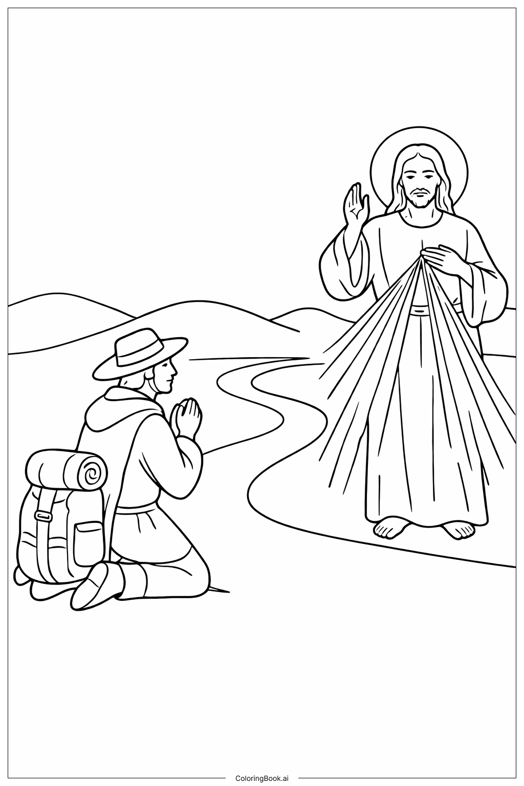  Page de coloriage Pèlerin de la Divine Miséricorde 