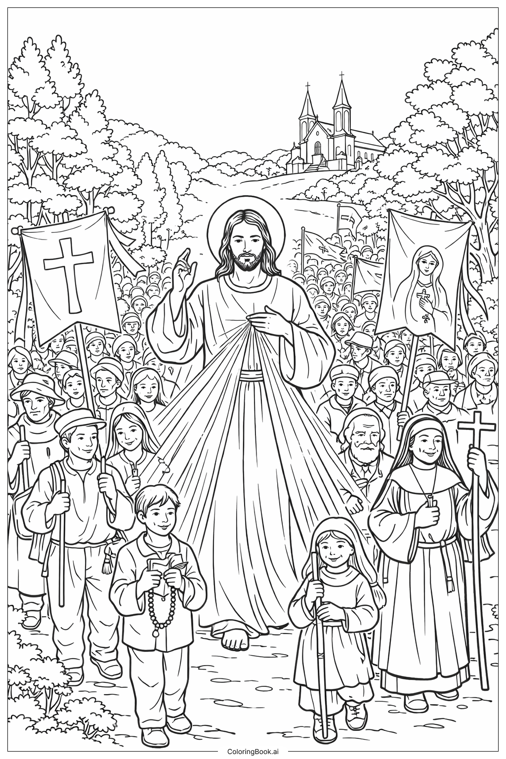  神圣怜悯朝圣游行填色页 