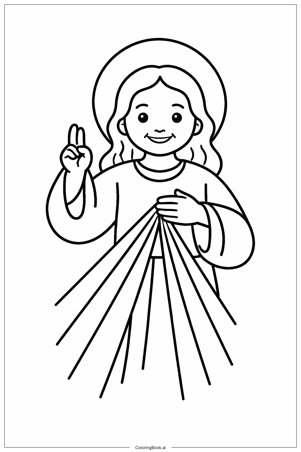  Page de coloriage Portrait de la Divine Miséricorde 