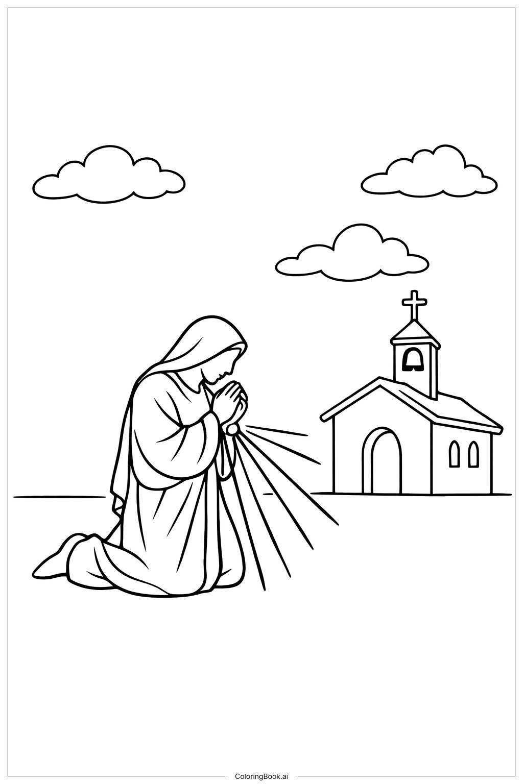  Página para colorir de Figura de Oração da Divina Misericórdia 