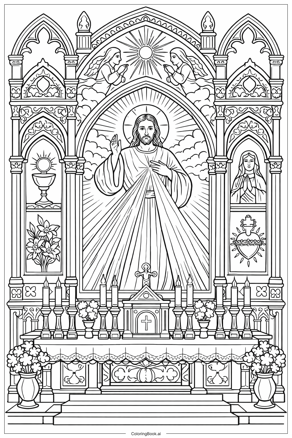  Divine Mercy Sanctuary Altarpiece Coloring Page 