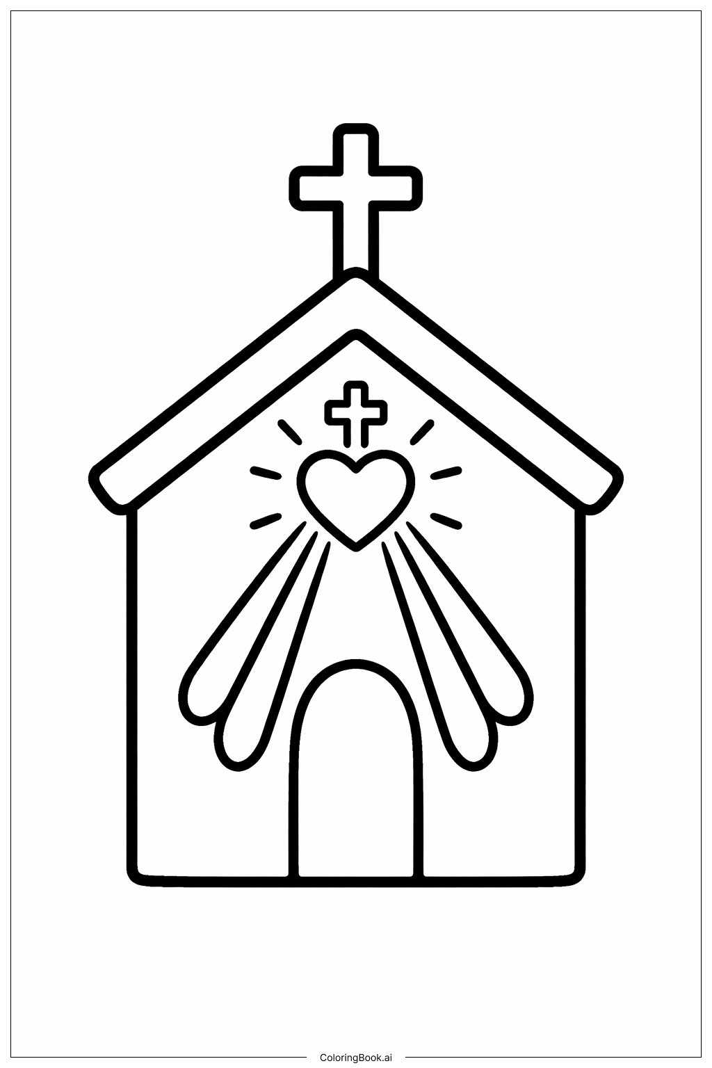  Página para colorear de Iglesia Simple de la Divina Misericordia 