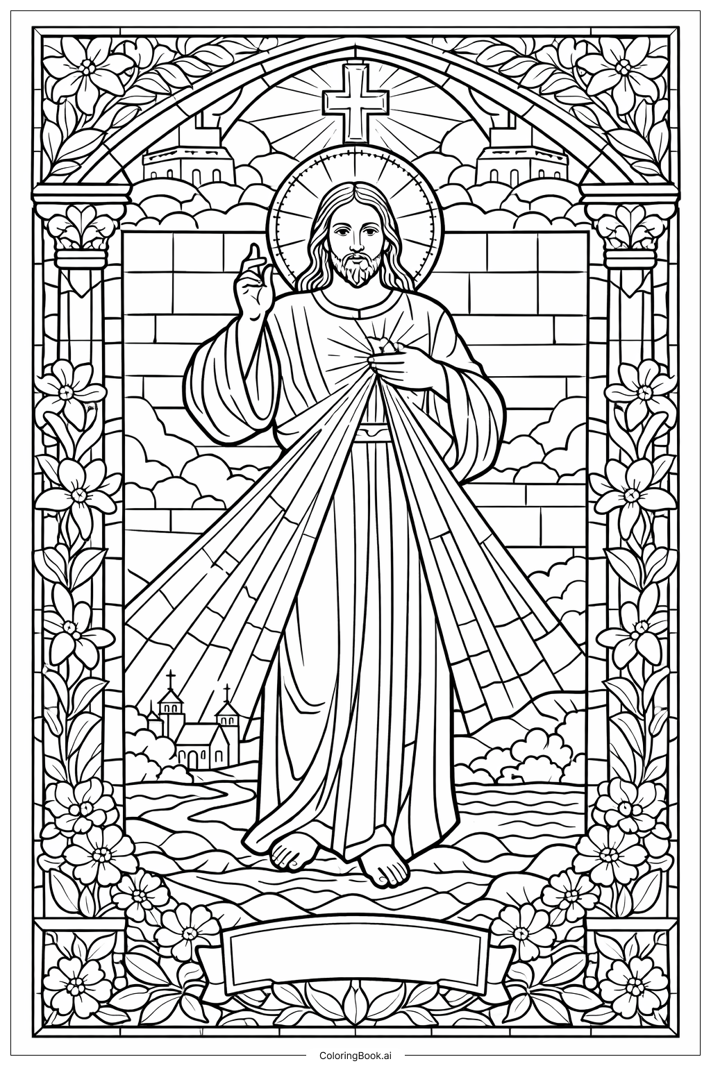  Divine Mercy Stained Glass Panel Coloring Page 