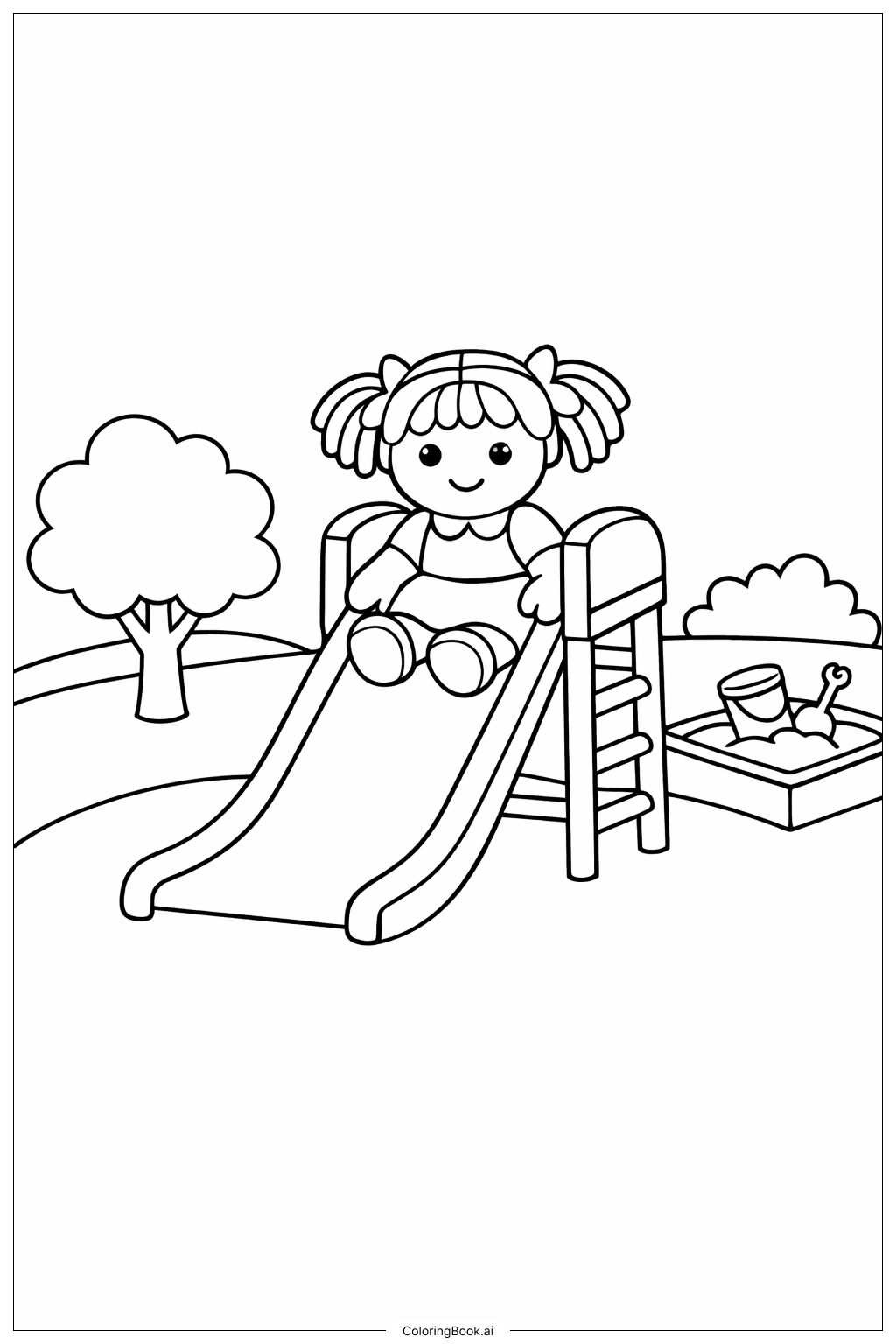  游乐场里的娃娃填色页 