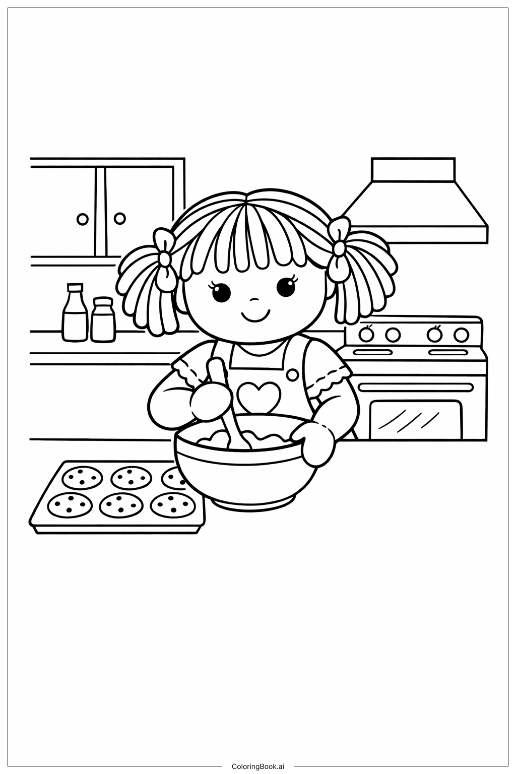  娃娃烤饼干填色页 