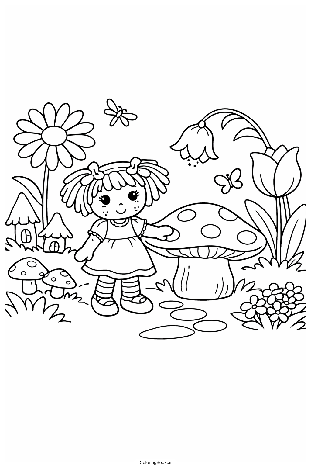 仙境花園中的娃娃著色頁