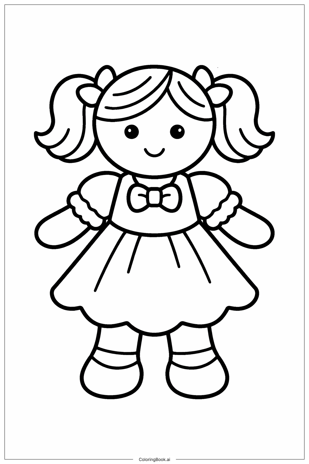 穿简单裙子的洋娃娃填色页