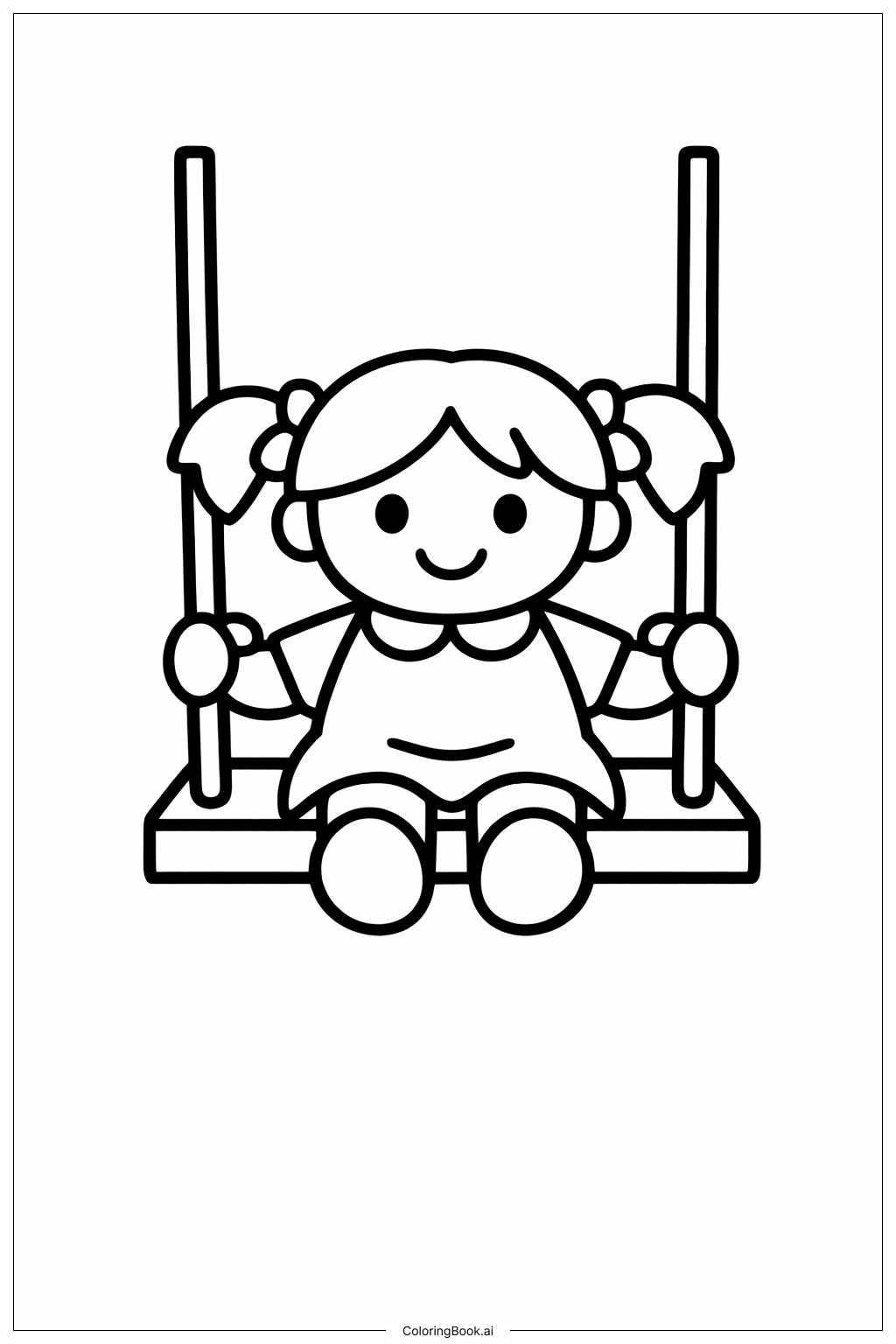  Puppe auf der Schaukel Ausmalseite 