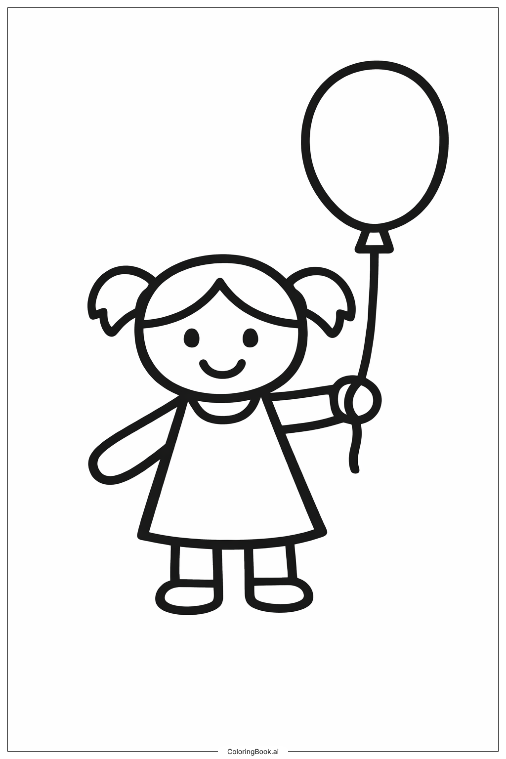  Puppe mit Luftballon Ausmalseite 