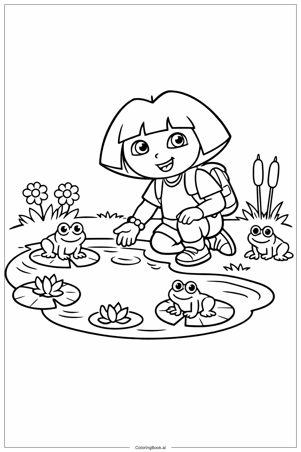  도라 탐험가 연못 탐험하기 색칠공부 페이지 