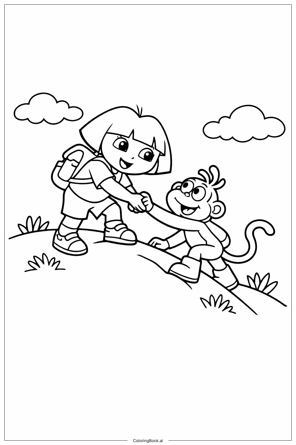  도라와 친구 돕기 색칠공부 페이지 