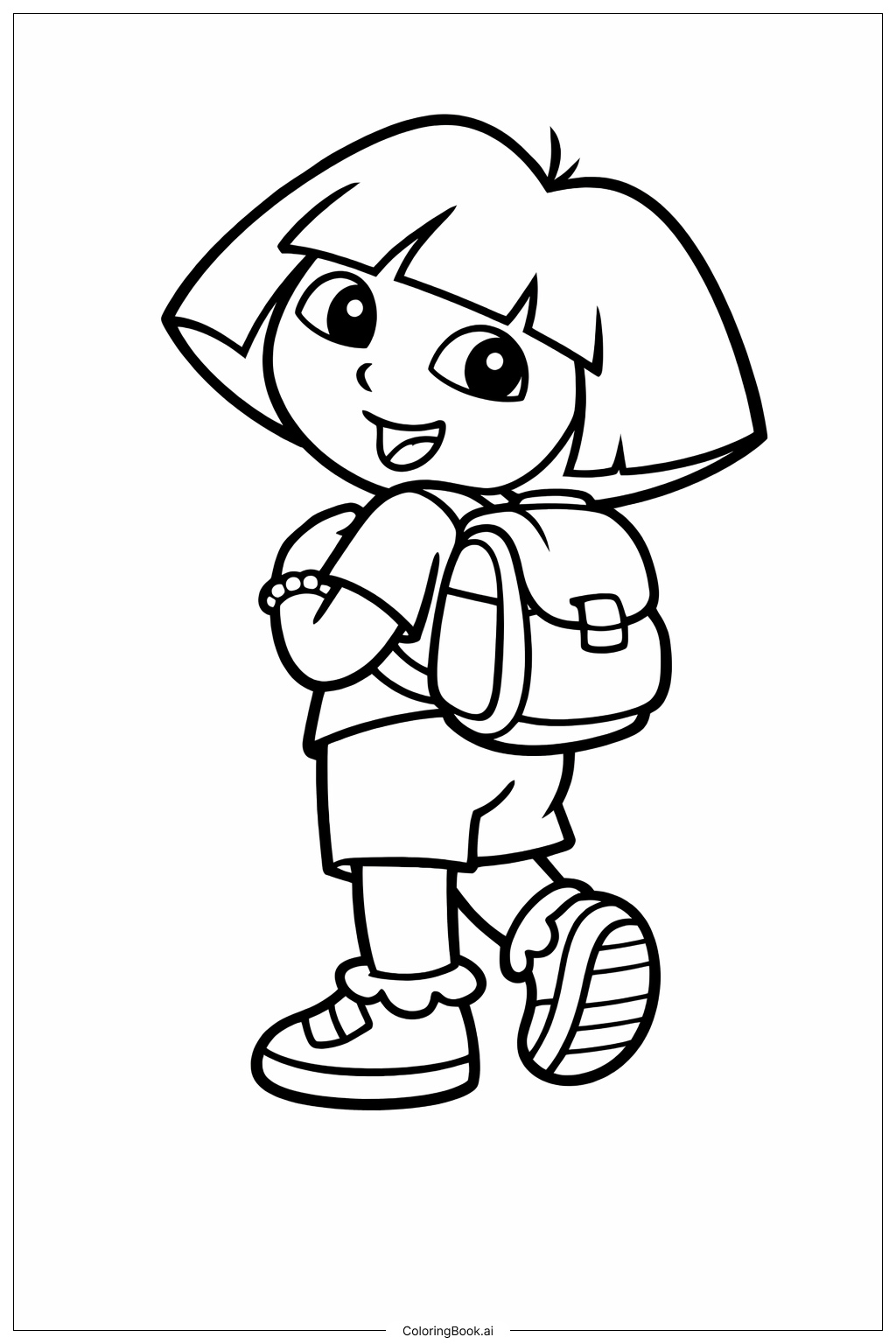 Dora der Entdeckerin schaut zurück Ausmalseite