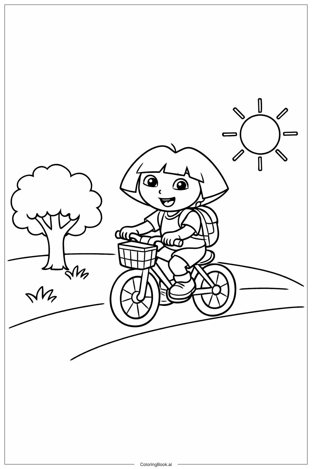  자전거 타는 도라 탐험가 색칠공부 페이지 