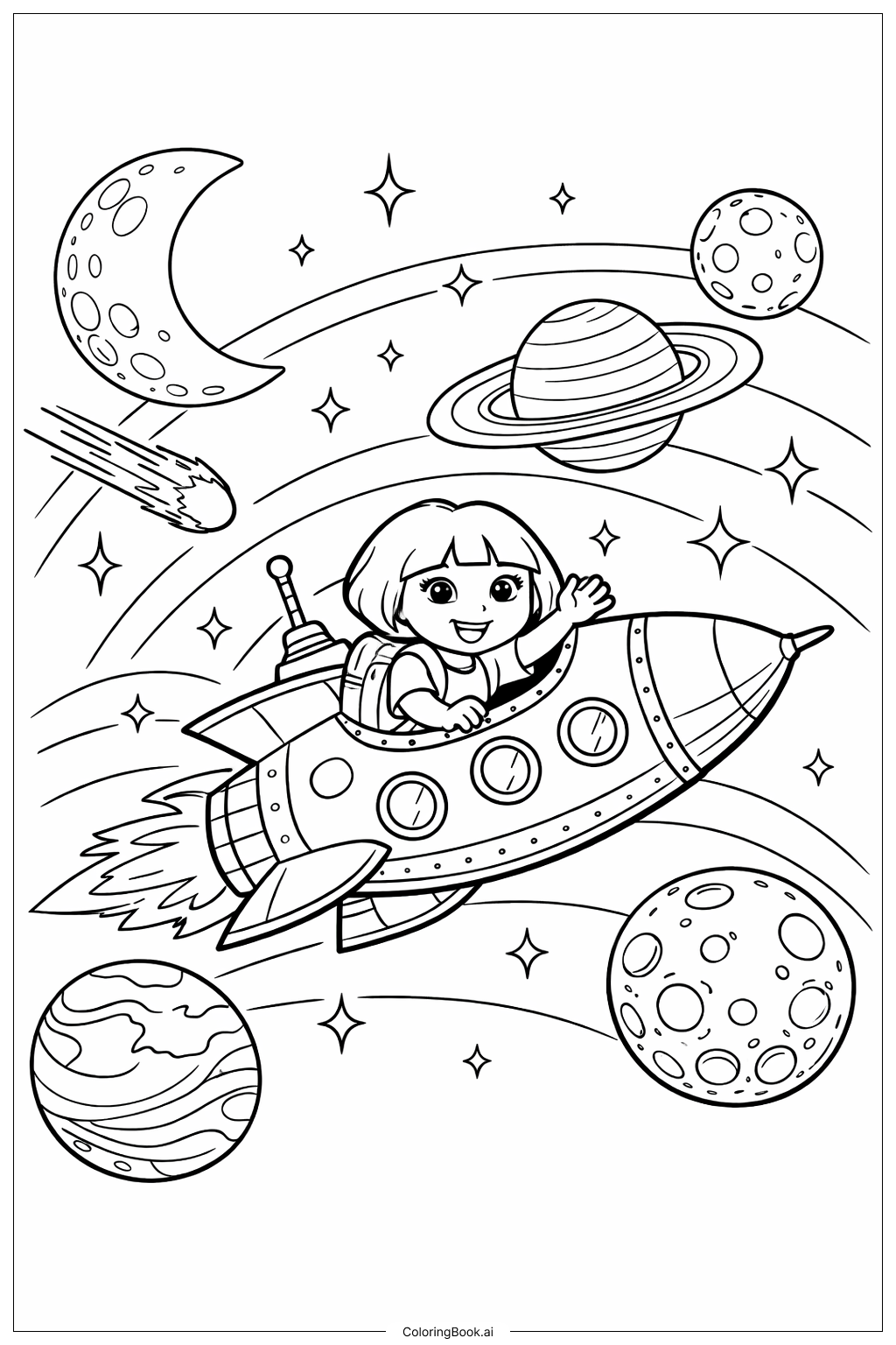  Dora Die Entdeckerin Raumraketenreise Ausmalseite 