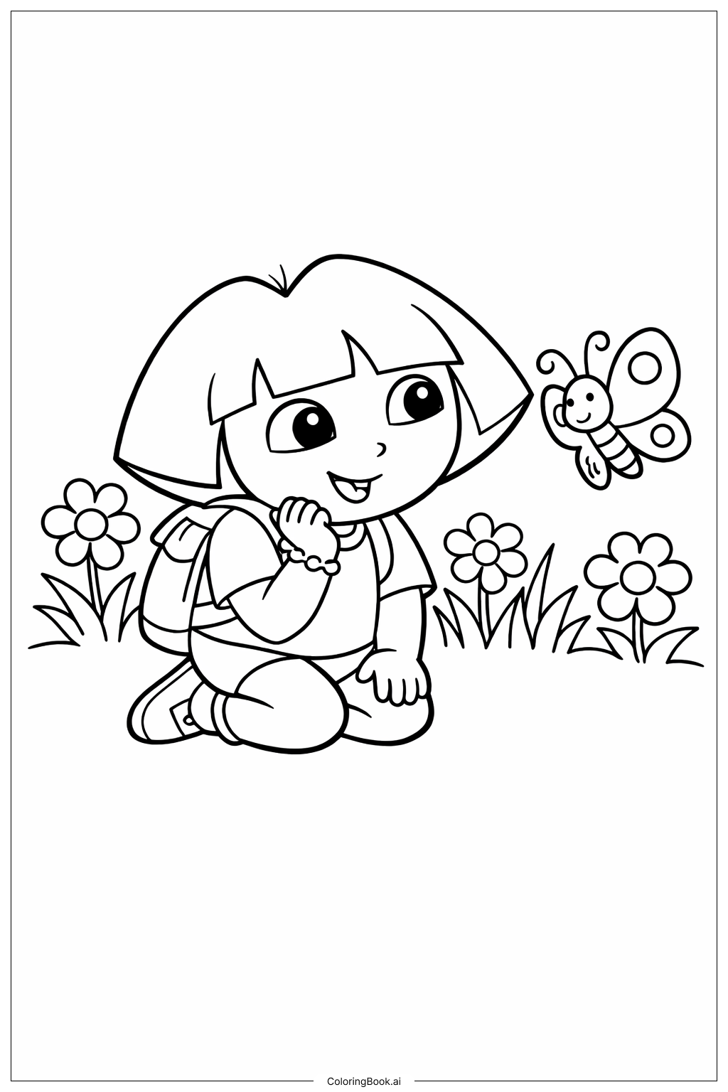  나비와 함께하는 도라 탐험가 색칠공부 페이지 