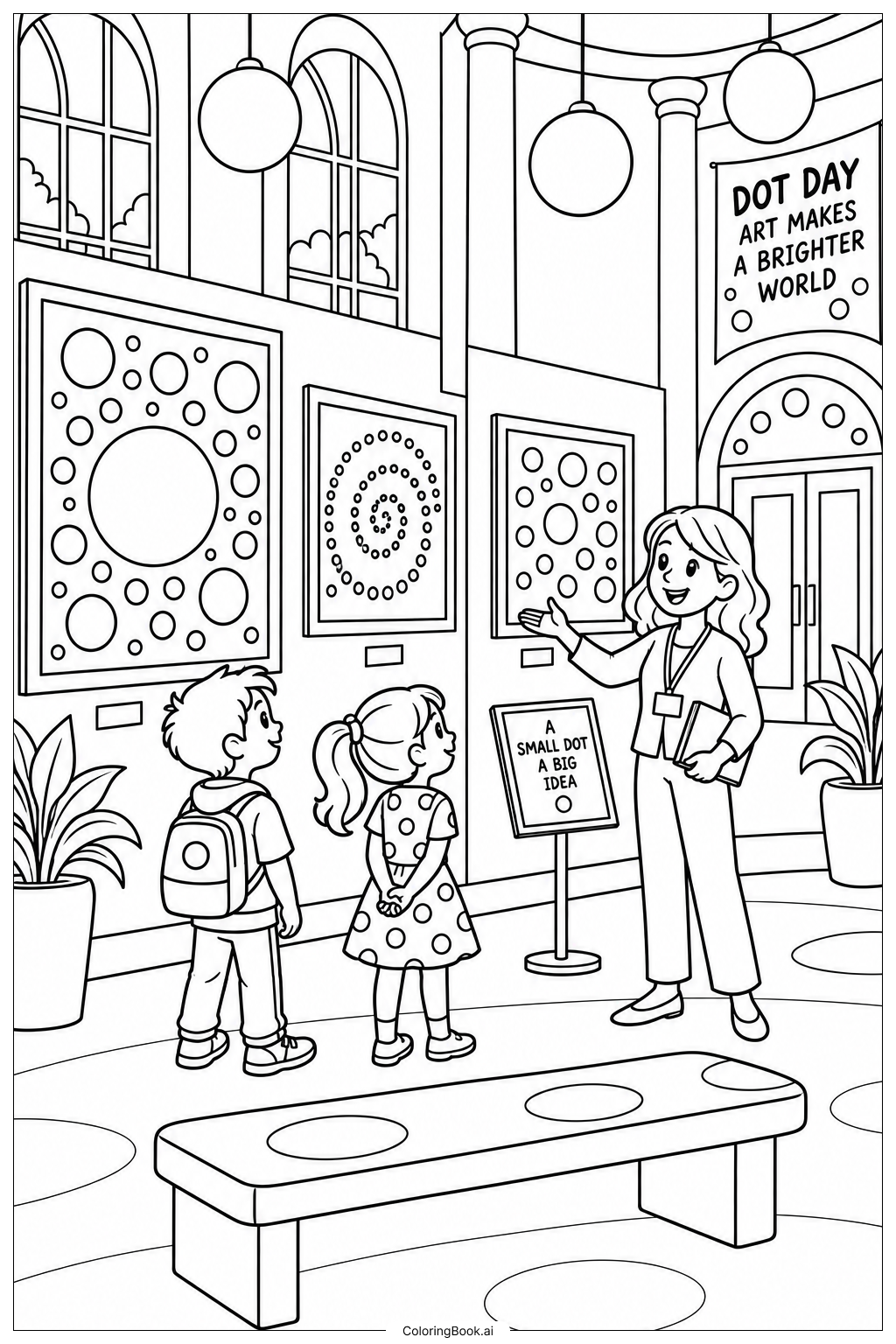 Dot Day Museum Visit Coloring Page