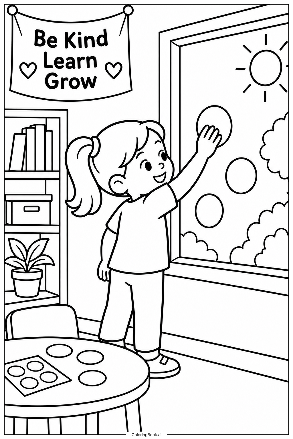 Dot Day Window Art Coloring Page