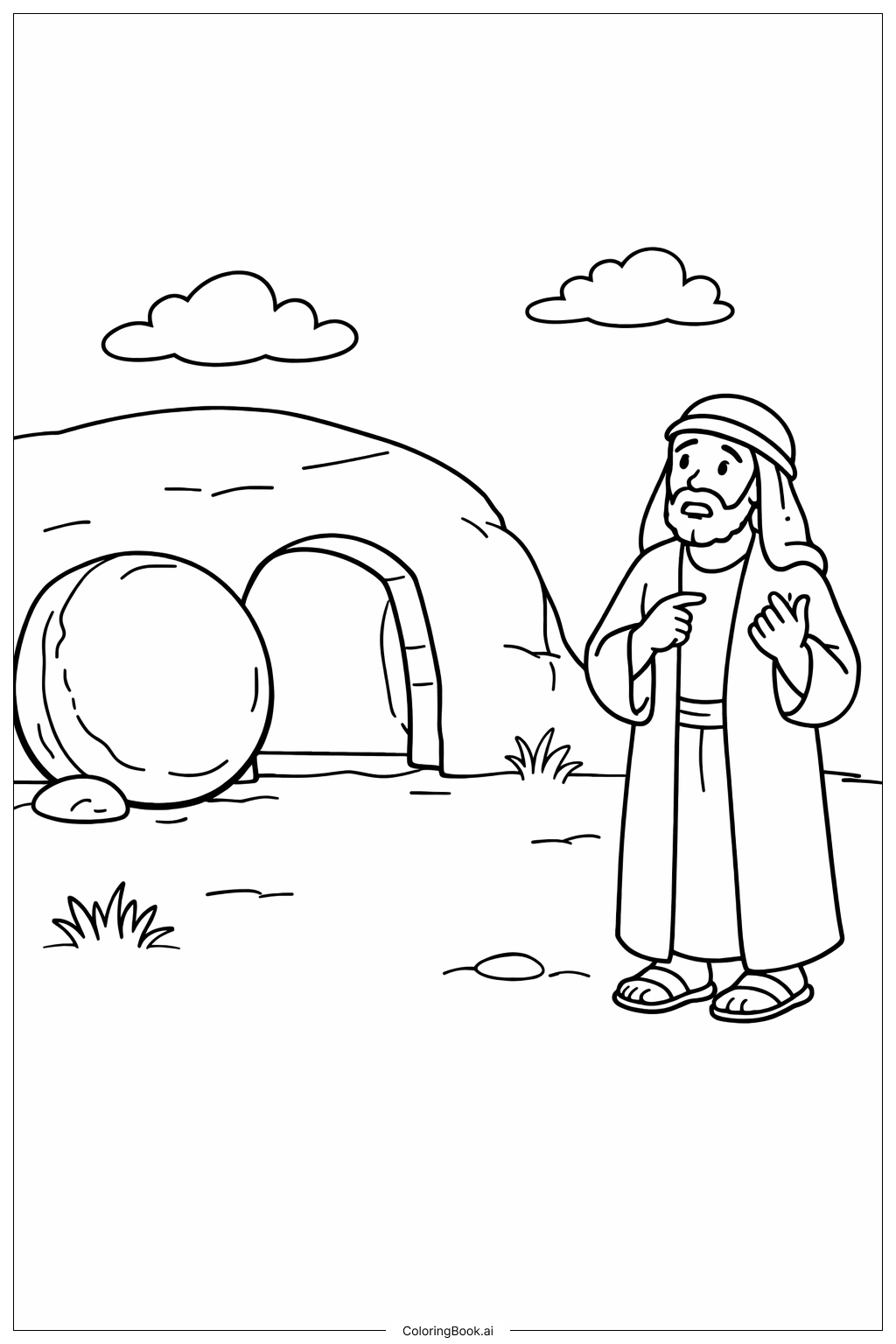 懷疑的多馬與空墳墓著色頁