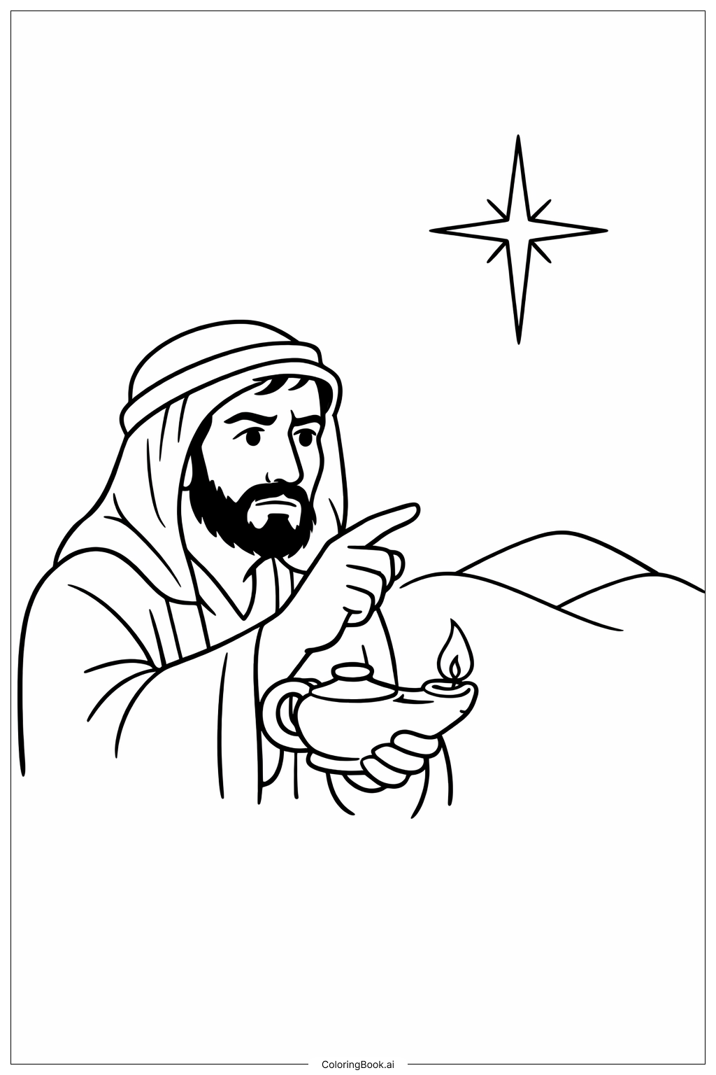 疑懼的多馬夜間手持燈籠著色頁