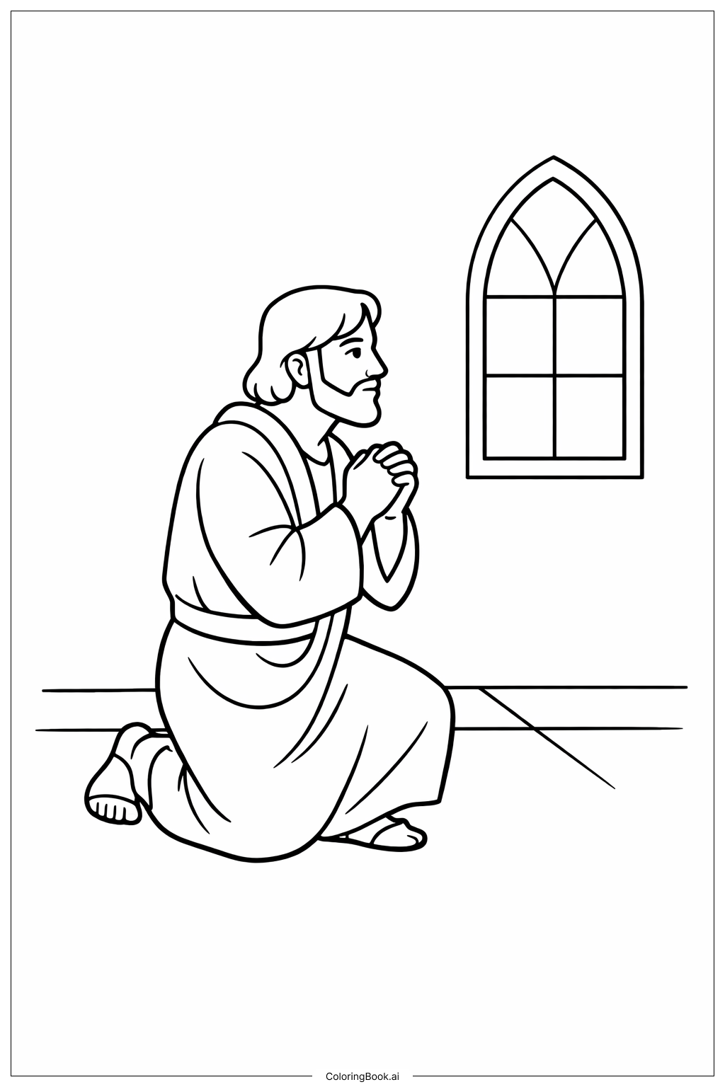 懷疑的多馬祈禱著色頁