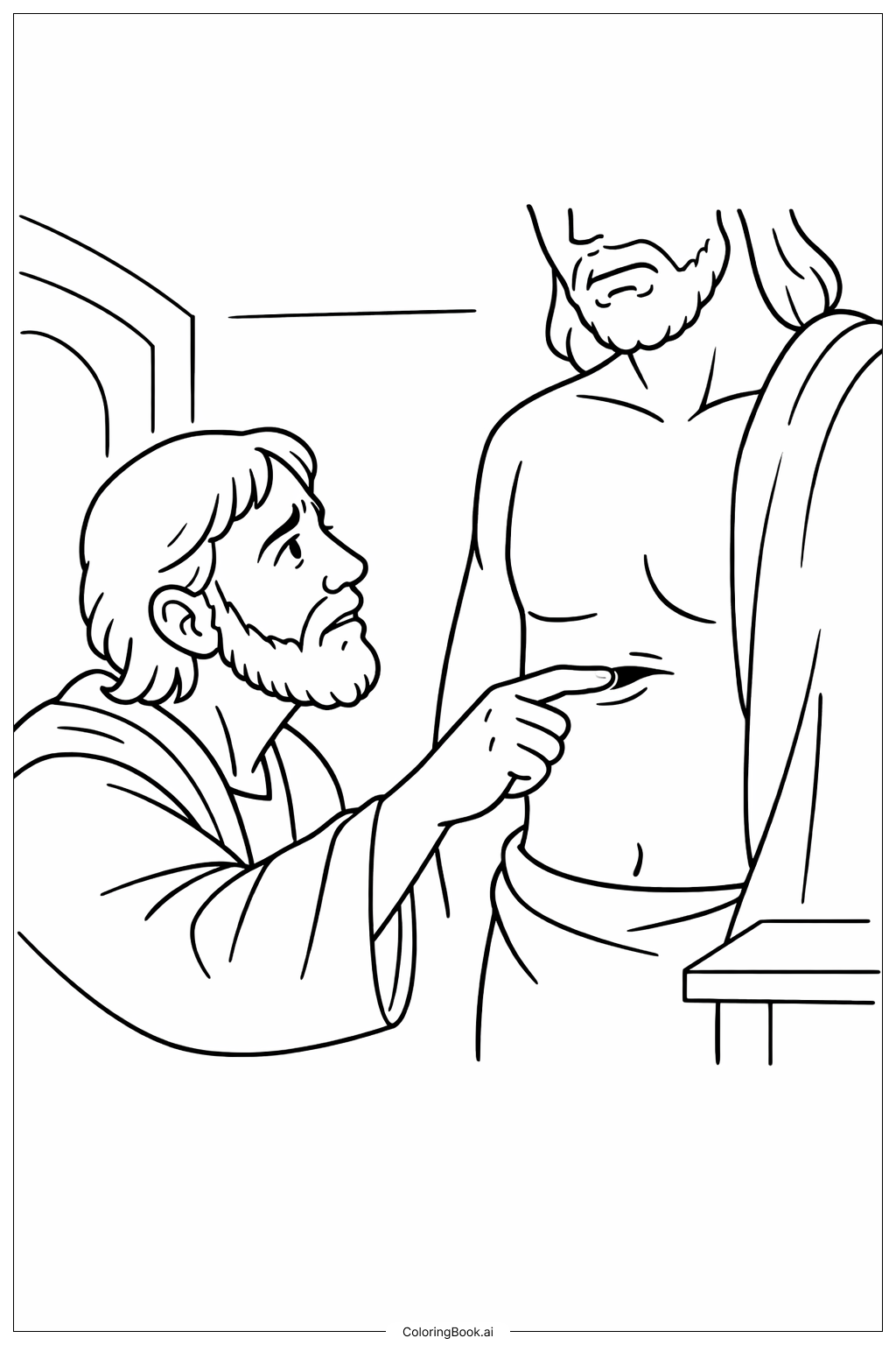 懷疑的多馬觸摸傷口著色頁