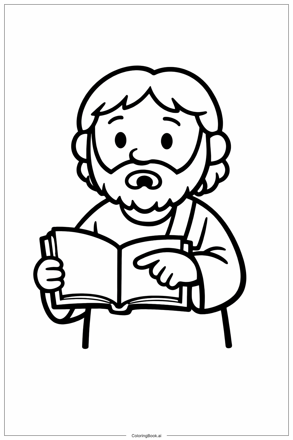 懷疑的多馬和打開的書本著色頁