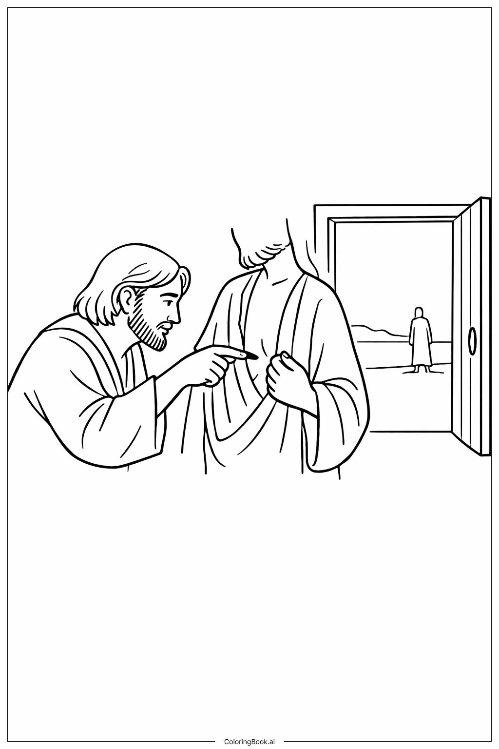 懷疑的多馬與敞開的門著色頁