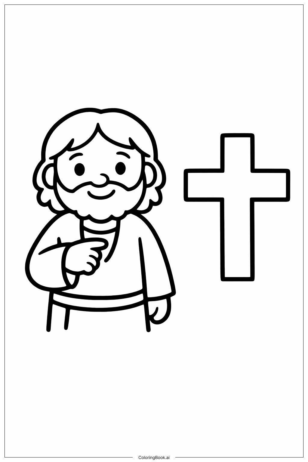 懷疑的多馬與簡單十字架著色頁