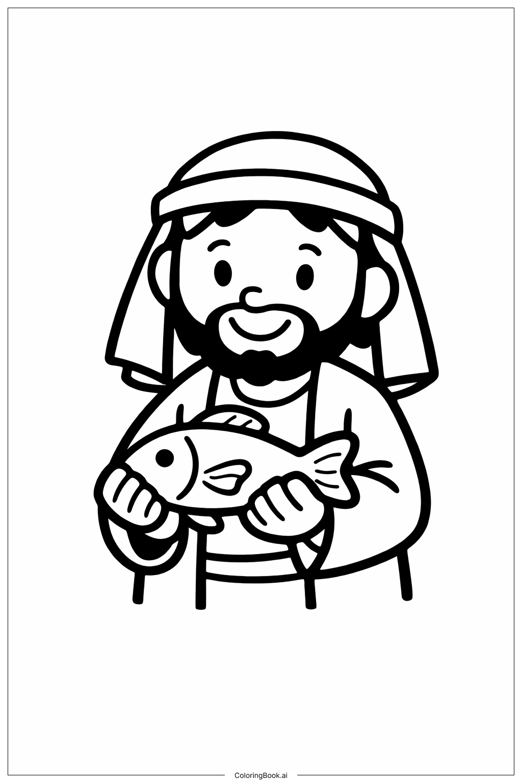 懷疑的多馬與簡單魚著色頁