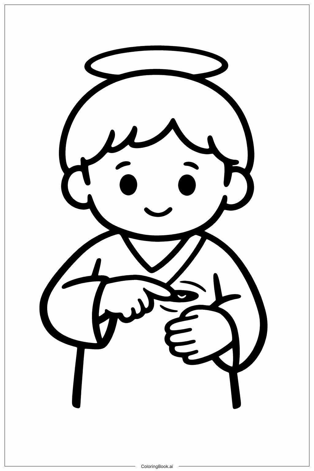 懷疑的多馬與簡易光環著色頁