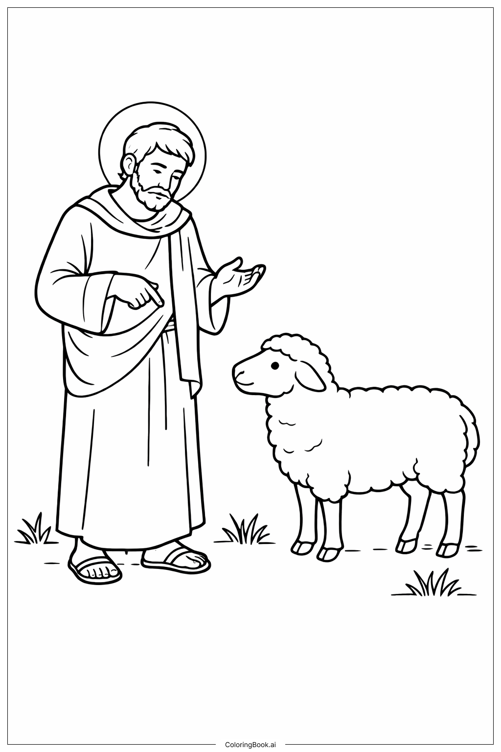 疑懼的多馬與簡單綿羊著色頁