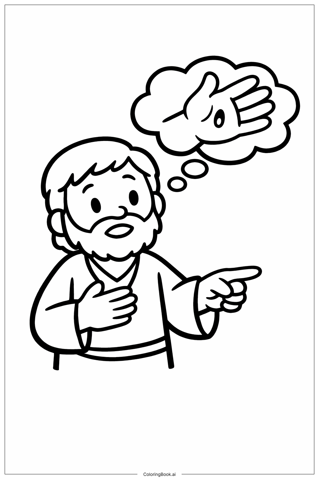 懷疑的多馬與思考雲著色頁