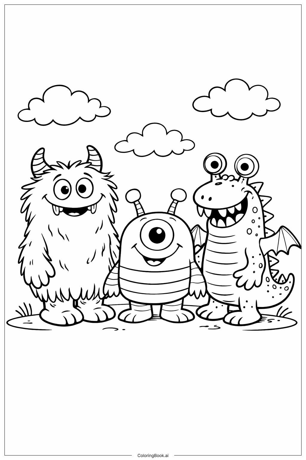  Dr Seuss Friendly Monster Group Coloring Page 